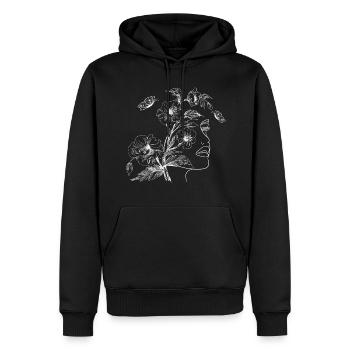 Flowers face drawing silhouette - Men’s Premium Organic Hoodie - black - Front - Nico (187cm)