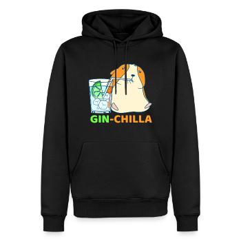 Gin-Chilla Mignon Chinchilla avec gin verre cadeau - Sweat à capuche Premium bio Homme - noir - Devant - Nico (187cm)