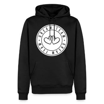 cercle de coeur de l'équipe de rêve - Sweat à capuche Premium bio Homme - noir - Devant - Nico (187cm)