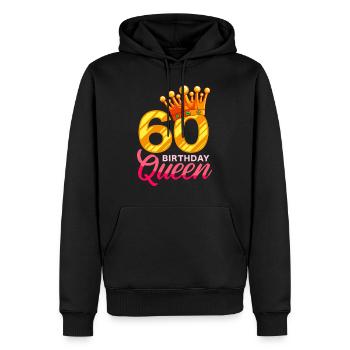 60e anniversaire de la reine anniversaire - Sweat à capuche Premium bio Homme - noir - Devant - Nico (187cm)