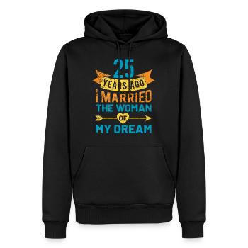 25th wedding anniversary silver wedding saying gift - Men’s Premium Organic Hoodie - black - Front - Nico (187cm)