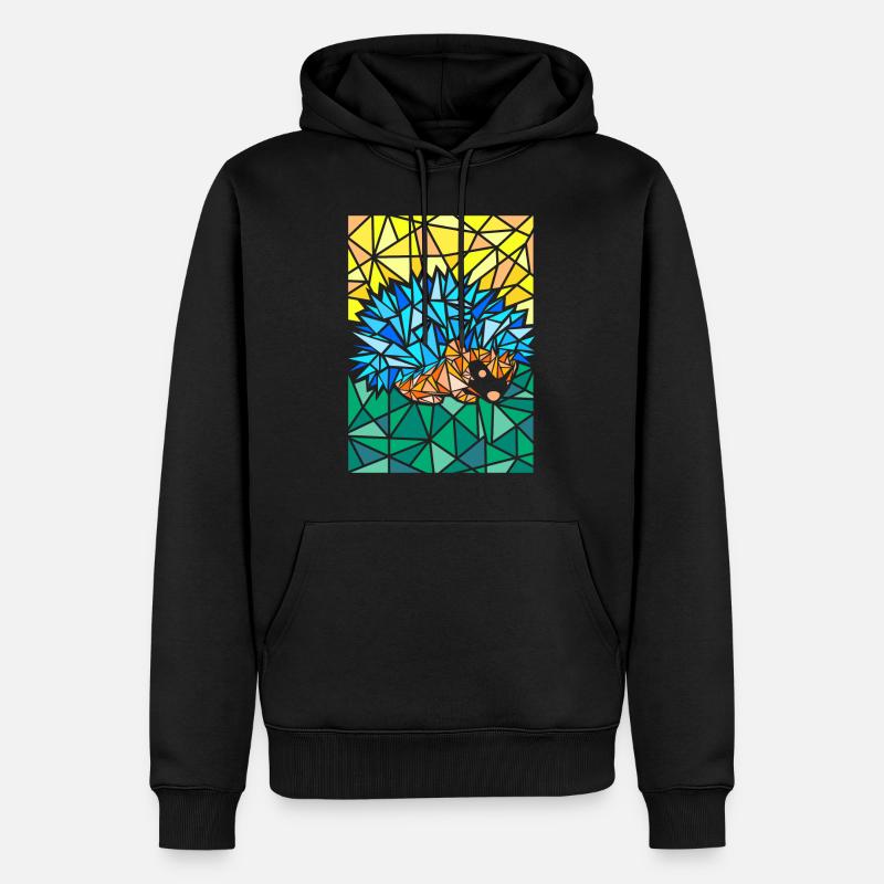 Igel Polygon Abstrakte Kunst - Männer Premium Bio Hoodie - Schwarz