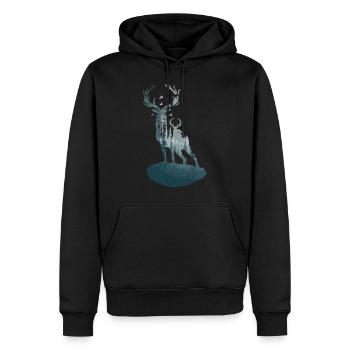 Cerf cerf silhouette conception animale - Sweat à capuche Premium bio Homme - noir - Devant - Nico (187cm)