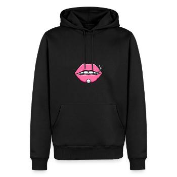 Maske mit Lippen und Piercings Gesichtsmaske - Männer Premium Bio Hoodie - Schwarz - Vorne - Nico (187cm)