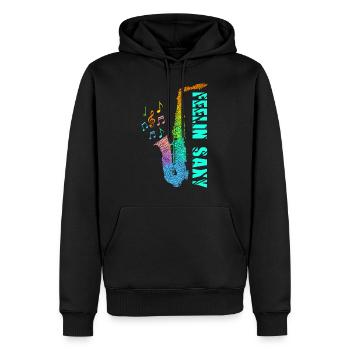 Feelin Saxy Saxophon - Männer Premium Bio Hoodie - Schwarz - Vorne - Nico (187cm)