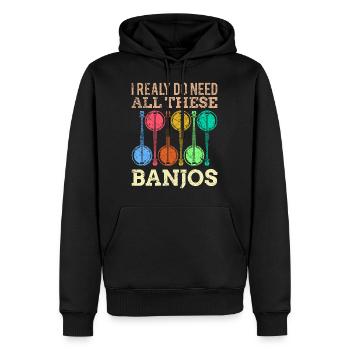Retro Banjo Fingerpicks Shirt Country Musik - Männer Premium Bio Hoodie - Schwarz - Vorne - Nico (187cm)