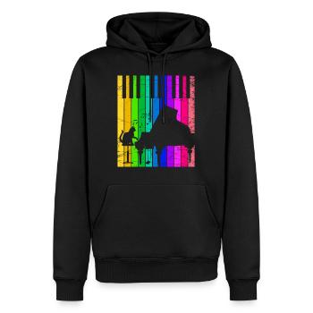 Klavier Flügel musikalische Katze Kätzchen Musik - Männer Premium Bio Hoodie - Schwarz - Vorne - Nico (187cm)