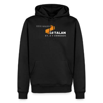 Têtu Râleur Catalan et je t'emmerde - Sweat à capuche Premium bio Homme - noir - Devant - Nico (187cm)