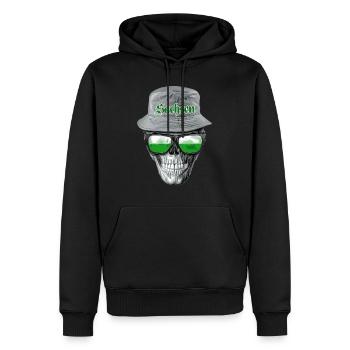 Sachsen Skull - Männer Premium Bio Hoodie - Schwarz - Vorne - Nico (187cm)