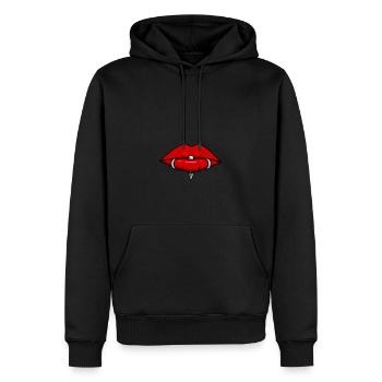 Lips with piercings lip piercing mask - Men’s Premium Organic Hoodie - black - Front - Nico (187cm)