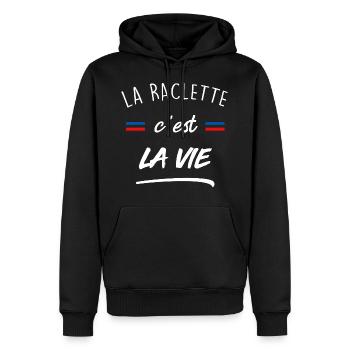 La raclette c est la vie blanc - Sweat à capuche Premium bio Homme - noir - Devant - Nico (187cm)