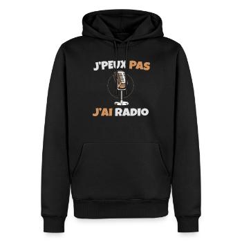 Idée cadeau radioamateur je peux pas j ai radio - Sweat à capuche Premium bio Homme - noir - Devant - Nico (187cm)