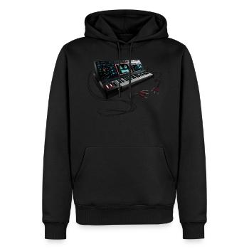 Synth Bot Coloured - Synthesizer - Männer Premium Bio Hoodie - Schwarz - Vorne - Nico (187cm)