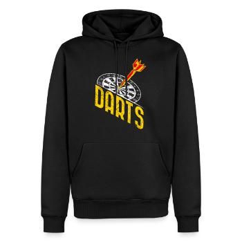 Cool darts shirt with dart board and darts - Men’s Premium Organic Hoodie - black - Front - Nico (187cm)
