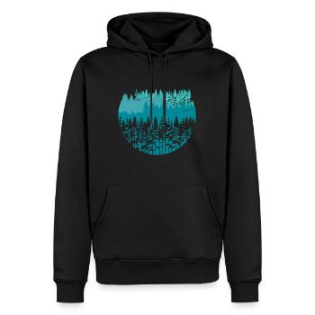 Wald Bäume Natur Wandern Wanderurlaub Geschenk - Männer Premium Bio Hoodie - Schwarz - Vorne - Nico (187cm)