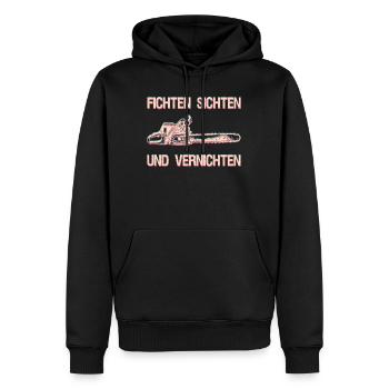 Fichten sichten und vernichten Holzfäller Geschenk - Männer Premium Bio Hoodie - Schwarz - Vorne - Nico (187cm)