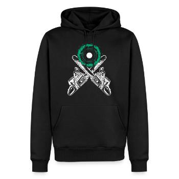 Tree cutter with chainsaw and chainsaw tree stump - Men’s Premium Organic Hoodie - black - Front - Nico (187cm)