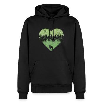 Wald Liebe Herz Silhouette Hirsch Jagd Geschenk - Männer Premium Bio Hoodie - Schwarz - Vorne - Nico (187cm)