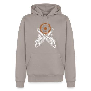 Holzfäller Gartenarbeit Baumfäller - Männer Premium Bio Hoodie - Taupe - Vorne - Nico (187cm)