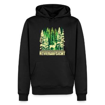 Wald Natur Bäume Spruch Revieraufsicht Jagd Jäger - Männer Premium Bio Hoodie - Schwarz - Vorne - Nico (187cm)