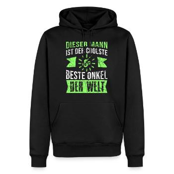 Onkel bester Mann Spruch bester Onkel Geschenk - Männer Premium Bio Hoodie - Schwarz - Vorne - Nico (187cm)