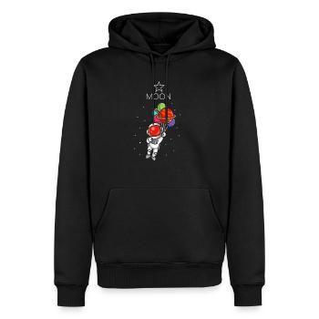 Mond - Männer Premium Bio Hoodie - Schwarz - Vorne - Nico (187cm)
