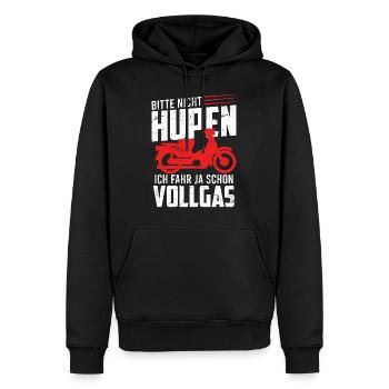 Bitte nicht hupen fahr schon Vollgas Moped Spruch - Männer Premium Bio Hoodie - Schwarz - Vorne - Nico (187cm)