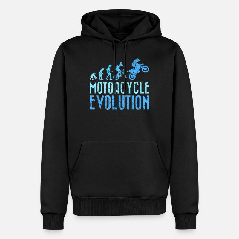 Motorradfahrer Evolution Mensch Entwicklung - Männer Premium Bio Hoodie - Schwarz