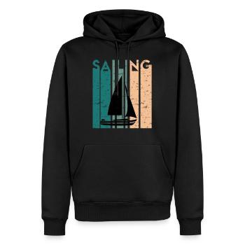 Retro voile voilier voilier cadeau voilier - Sweat à capuche Premium bio Homme - noir - Devant - Nico (187cm)