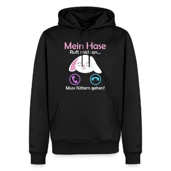 Hasen Geschenk Spruch Mein Hase ruft an - Männer Premium Bio Hoodie - Schwarz - Vorne - Nico (187cm)