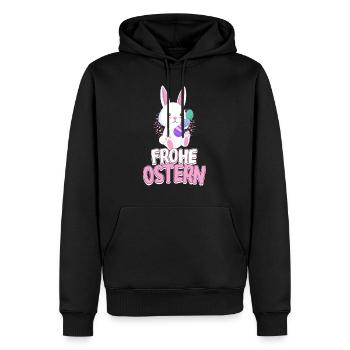 Frohe Ostern Osterhasen Ostergeschenk Oster Shirt - Männer Premium Bio Hoodie - Schwarz - Vorne - Nico (187cm)