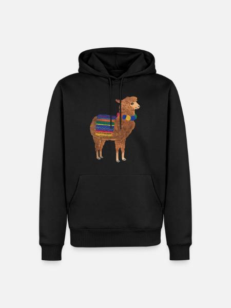 Lama Alpaka Vikunja Guanako Peru Anden - Männer Premium Bio Hoodie - Schwarz