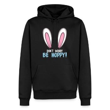 Osteregschenk Hasenohren Hasen Spruch be hoppy - Männer Premium Bio Hoodie - Schwarz - Vorne - Nico (187cm)