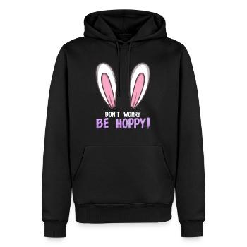 Don't worry be hoppy Hasen Spruch Kaninchen - Männer Premium Bio Hoodie - Schwarz - Vorne - Nico (187cm)
