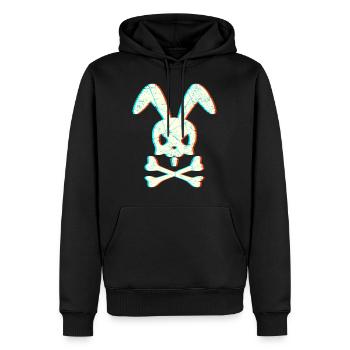 Tête de mort Lapin Lapin gangster signe squelette - Sweat à capuche Premium bio Homme - noir - Devant - Nico (187cm)