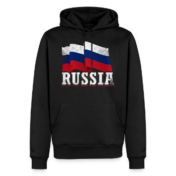 Drapeau de la Russie - Sweat à capuche Premium bio Homme - noir - Devant - Nico (187cm)