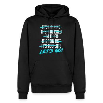 No excuses running marathon training saying - Men’s Premium Organic Hoodie - black - Front - Nico (187cm)