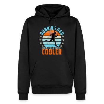 Running papa père cadeau sort marathon course - Sweat à capuche Premium bio Homme - noir - Devant - Nico (187cm)