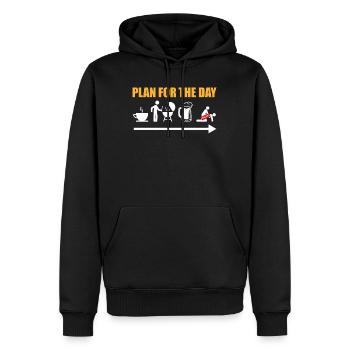 Plan for the day Café Grillen Bière Beischlaf - Sweat à capuche Premium bio Homme - noir - Devant - Nico (187cm)