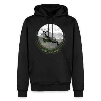 Wild Nature – Hirschmotiv für Jäger und Wanderer - Männer Premium Bio Hoodie - Schwarz - Vorne - Nico (187cm)