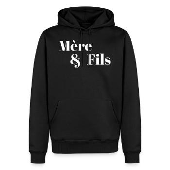 Mère et fils - fils et mère - Sweat à capuche Premium bio Homme - noir - Devant - Nico (187cm)