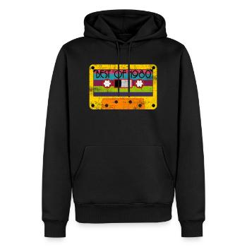 Neon 80erJahreDesign Ein farbenfrohes - Männer Premium Bio Hoodie - Schwarz - Vorne - Nico (187cm)