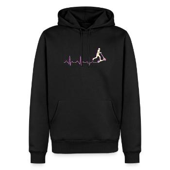 Scooter Roller Tretroller Herzschlag Herzlinie - Männer Premium Bio Hoodie - Schwarz - Vorne - Nico (187cm)