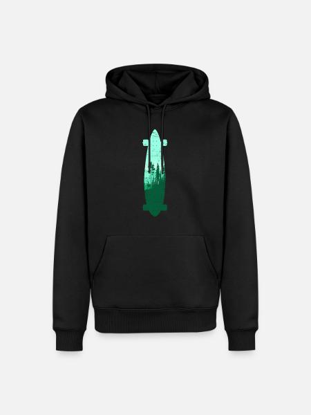 Longboard Longboarder Skateboard Skate Sihouette - Männer Premium Bio Hoodie - Schwarz