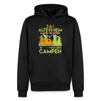 Camping Rentner Spruch das Altersheim kann warten - Männer Premium Bio Hoodie - Schwarz - Vorne - Nico (187cm)