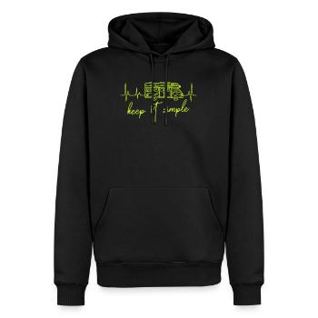 Camping-car rythme cardiaque - Sweat à capuche Premium bio Homme - noir - Devant - Nico (187cm)