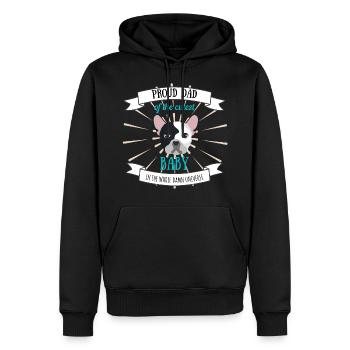 Fier papi de chien chien bouledogue français - Sweat à capuche Premium bio Homme - noir - Devant - Nico (187cm)