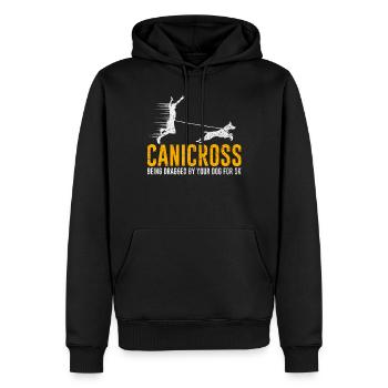 Canicross being dragged by your Dog for 5k Zughund - Sweat à capuche Premium bio Homme - noir - Devant - Nico (187cm)