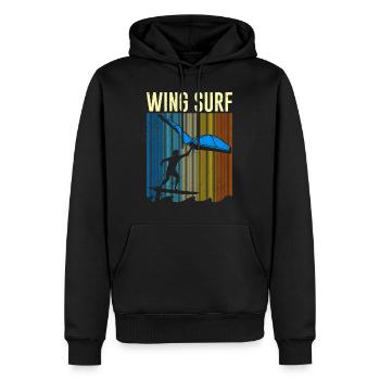 Wing Surf cadeau Wing Foiler Retro Vintage - Sweat à capuche Premium bio Homme - noir - Devant - Nico (187cm)