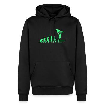 Wing Foil Evolution Affe Mensch Foiler Entwicklung - Männer Premium Bio Hoodie - Schwarz - Vorne - Nico (187cm)